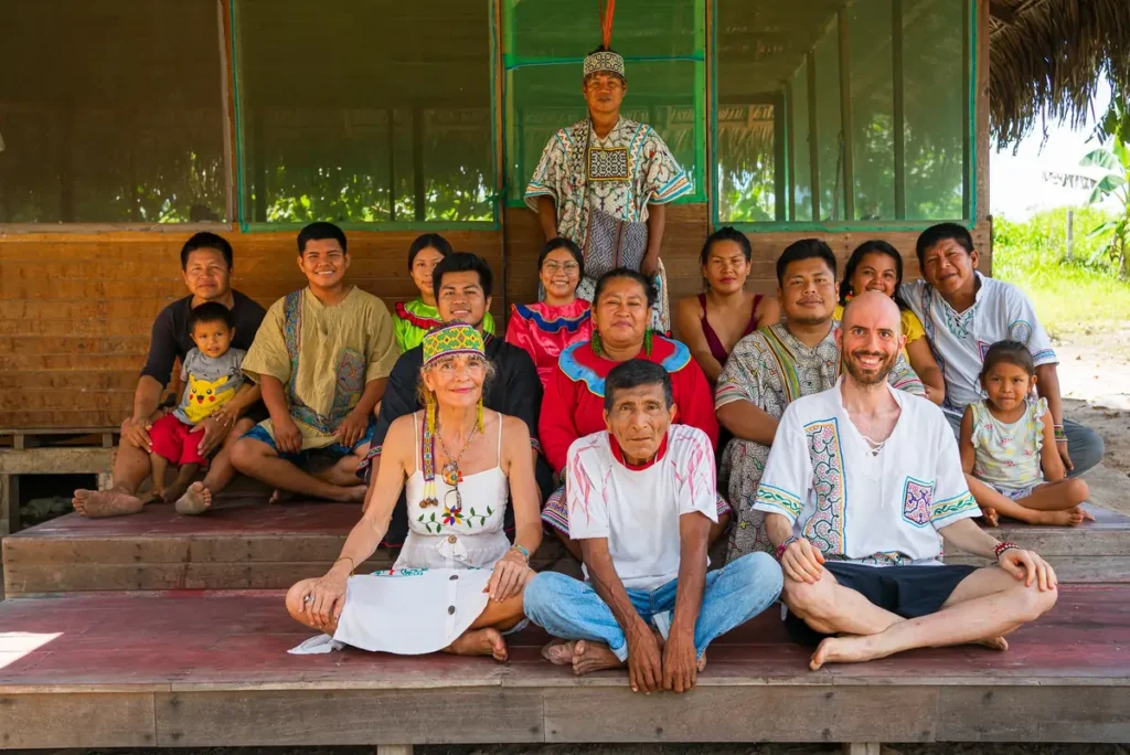 Family at Mokapari Nete, a Shipibo family-run center near Pucallpa